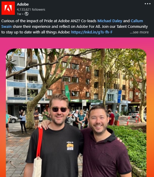 Screenshot Adobe’s posts as a good strategy for LinkedIn B2B marketing